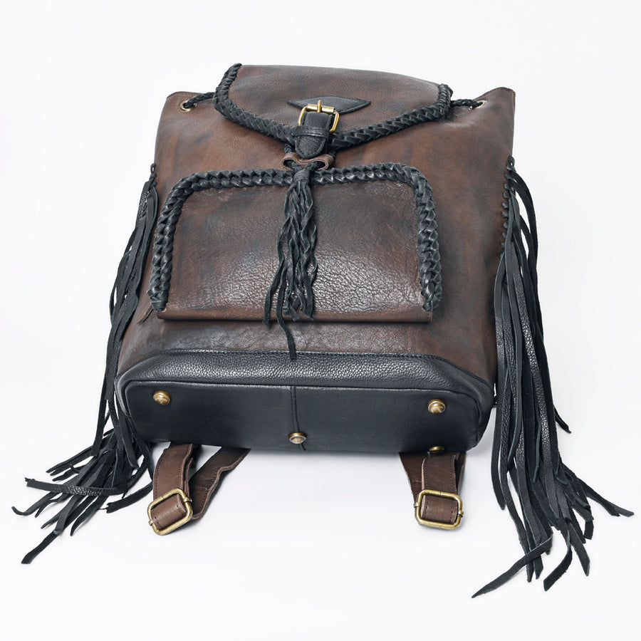 American Darling Backpack Western Genuine Leather Handcrafted Rucksack with Braided Detail and Drawstring Closure