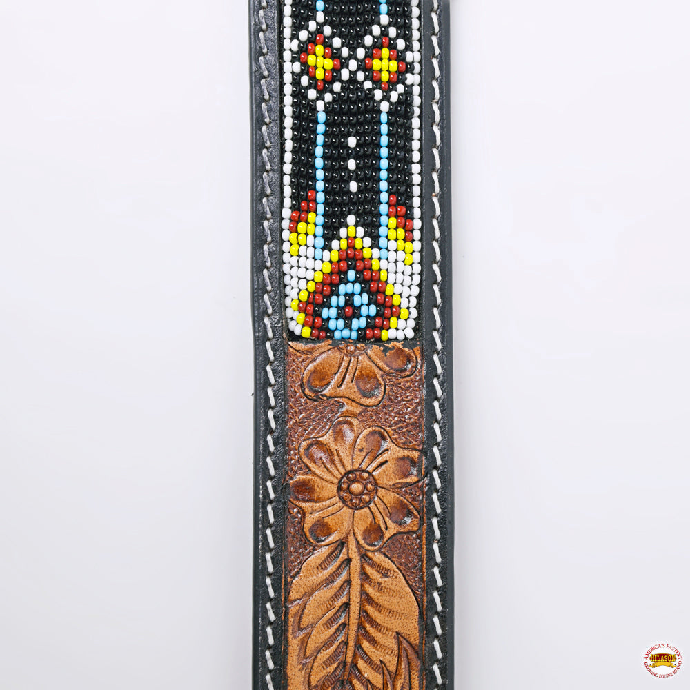 HILASON Western Genuine Leather Belt for Men Women Cowboy Cowgirl Handmade Unisex Full Grain Heavy Duty Tooled Beaded Belt