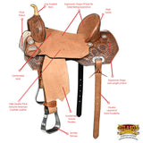 Flex Tree Western Horse Saddle In American Leather Barrel Trail Hilason