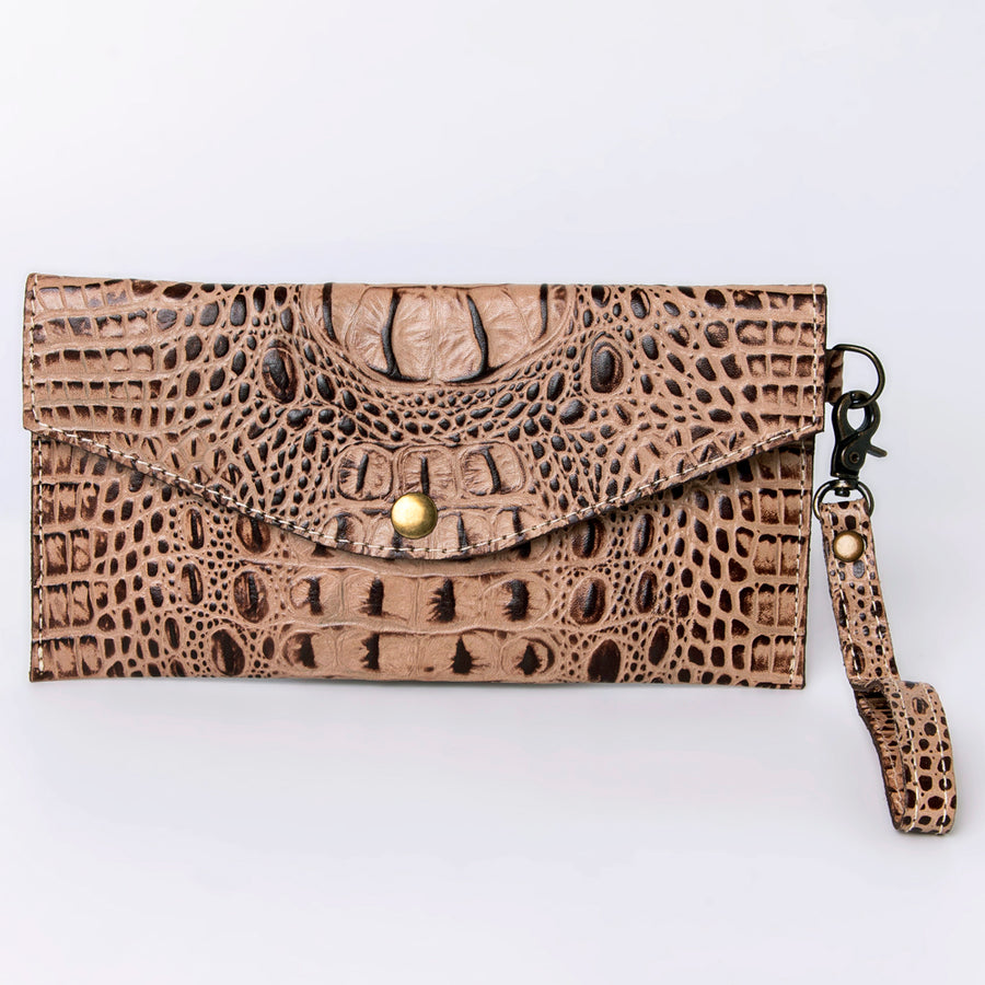 American Darling Western Leather Wallet, Crocodile Embossed Full Grain Genuine Leather, Eco-Friendly Handcrafted Pouch