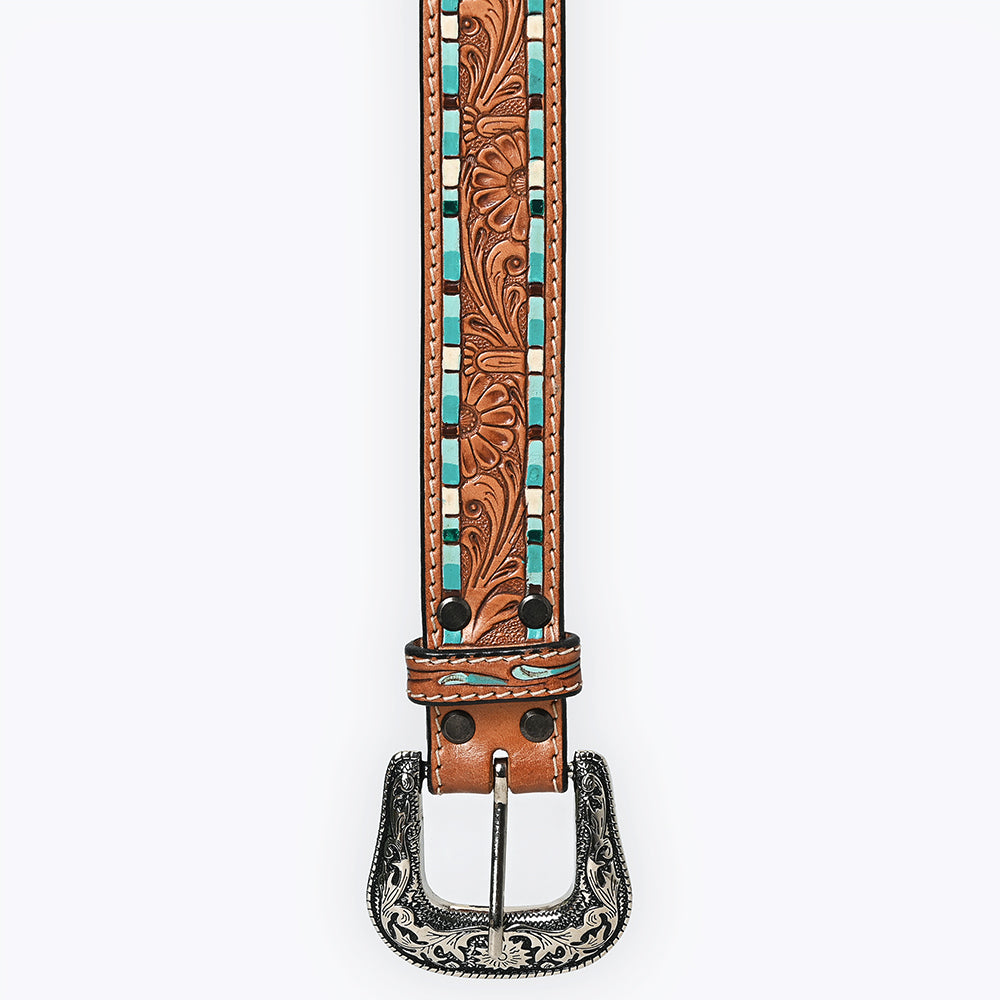 Beautifully Hand Tooled Painted Genuine American Leather Belt Men and Women