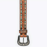 Beautifully Hand Tooled Painted Genuine American Leather Belt Men and Women