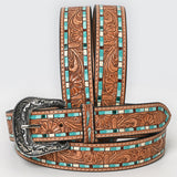 Beautifully Hand Tooled Painted Genuine American Leather Belt Men and Women