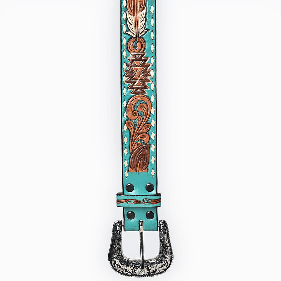 American Darling Beautifully Hand Tooled Brown Genuine Leather Belt Men and Women Western with Removable Buckle