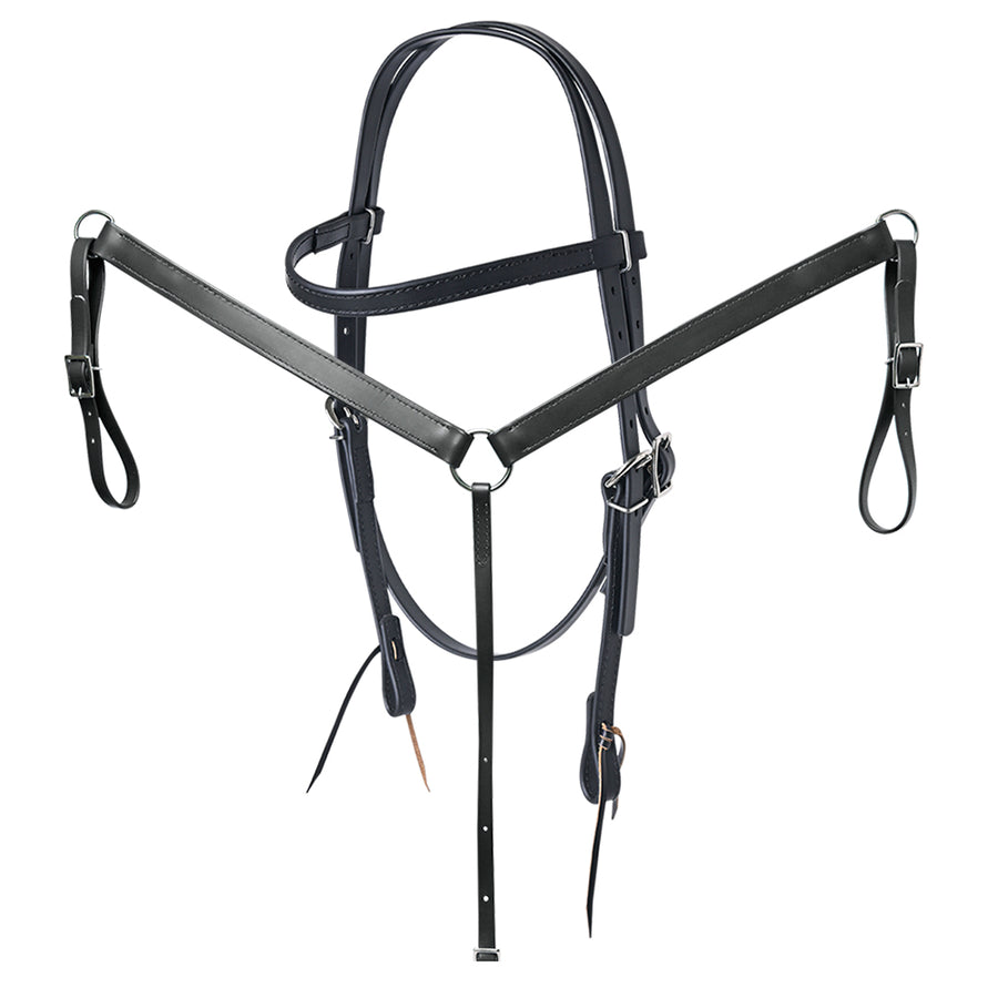 HILASON Western Horse Biothane Leather Headstall and Breast Collar Set Black - Uhorse