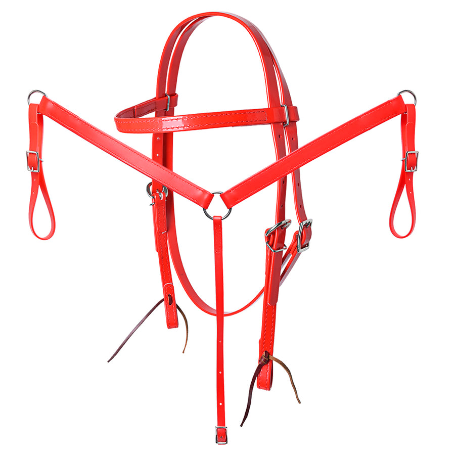 HILASON Western Horse Biothane Leather Headstall and Breast Collar Set Red - Uhorse