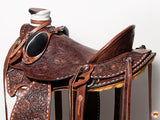 Western Horse Saddle American Leather Wade Ranch Roping Floral Brown Hilason