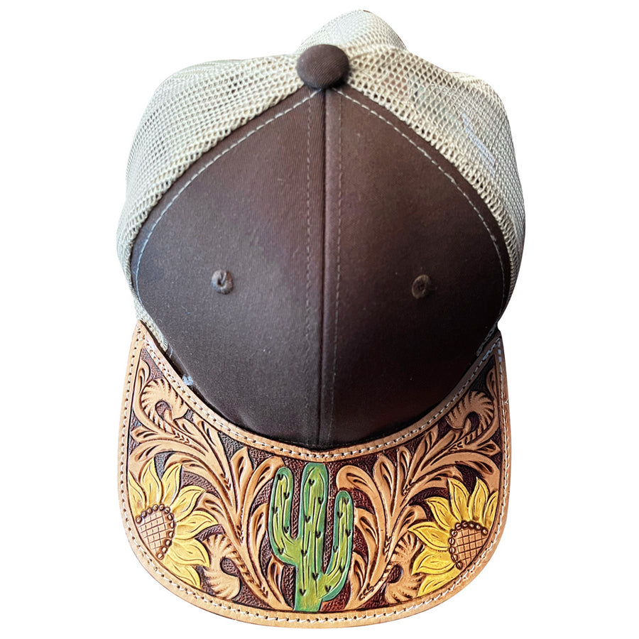 American Darling Men Women Adjustable Cap With Leather On Visor Brown - Uhorse