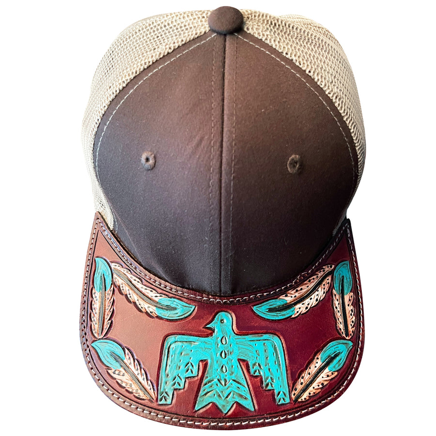 American Darling Men Women Adjustable Cap With Leather On Visor Brown - Uhorse