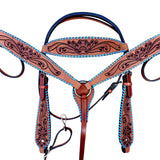 Western American Leather Hand Tooled Horse Tack Set Comfytack Tan