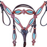 Western American Leather Hand Painted Horse Tack Set Comfytack Tan