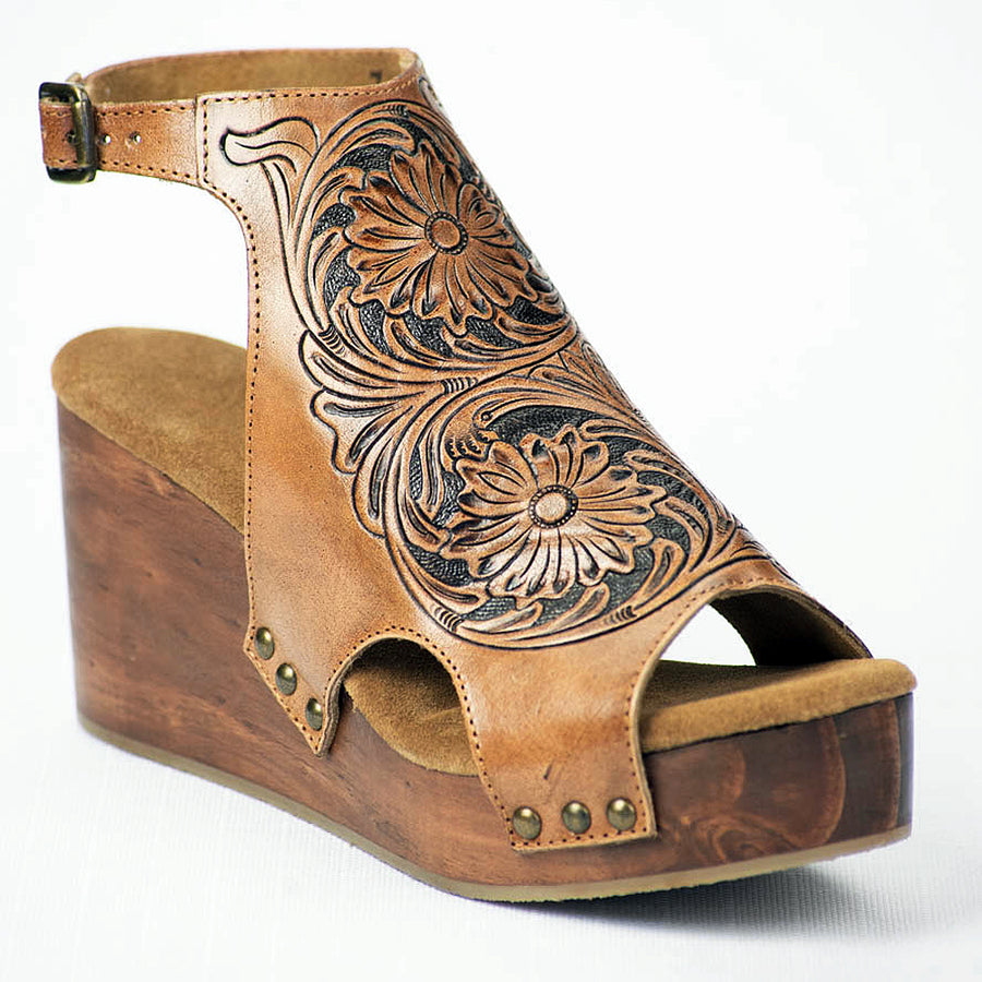 American Darling Adft101 Hand Tooled, Carved Genuine Leather Sandal Footwear Flip Flop | Tooled