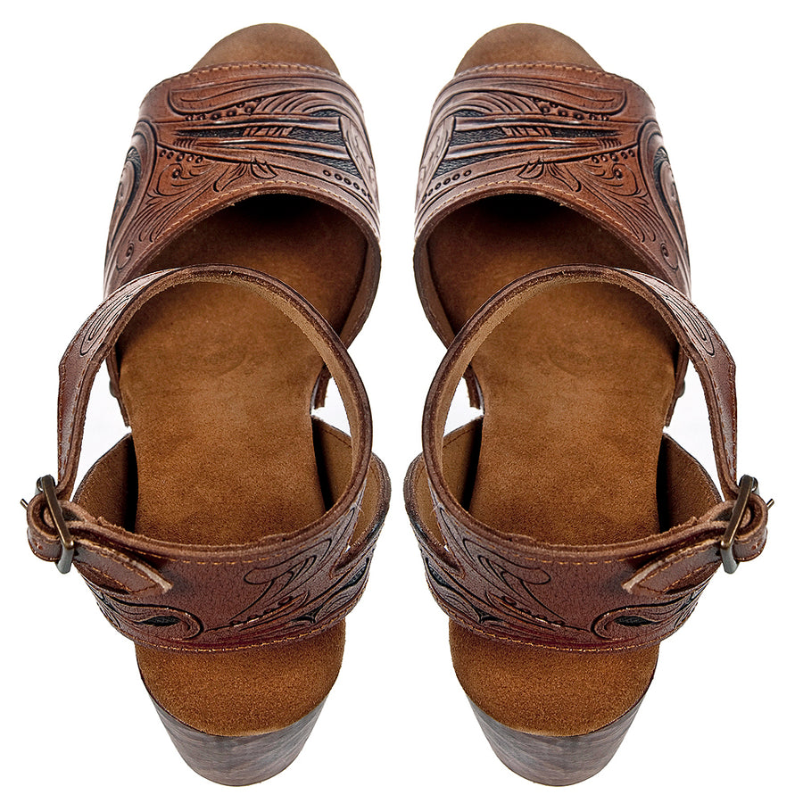 American Darling Adft101 Hand Tooled, Carved Genuine Leather Sandal Footwear Flip Flop | Tooled