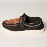 American Darling ADFT133BK9 Hand tooled carved genuine leather trim lightweight shoe footwear slip on