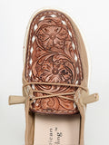 American Darling ADFT133BR4 Hand tooled carved genuine leather trim lightweight shoe footwear slip on