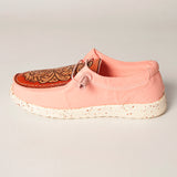 American Darling ADFT133PK11 Hand tooled carved genuine leather trim lightweight shoe footwear slip on