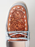 American Darling ADFT133SB4 Hand tooled carved genuine leather trim lightweight shoe footwear slip on