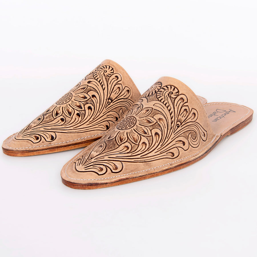 American Darling Floral Hand Curved Genuine Western Leather Riding Ankle Boot | Shoe Footwear