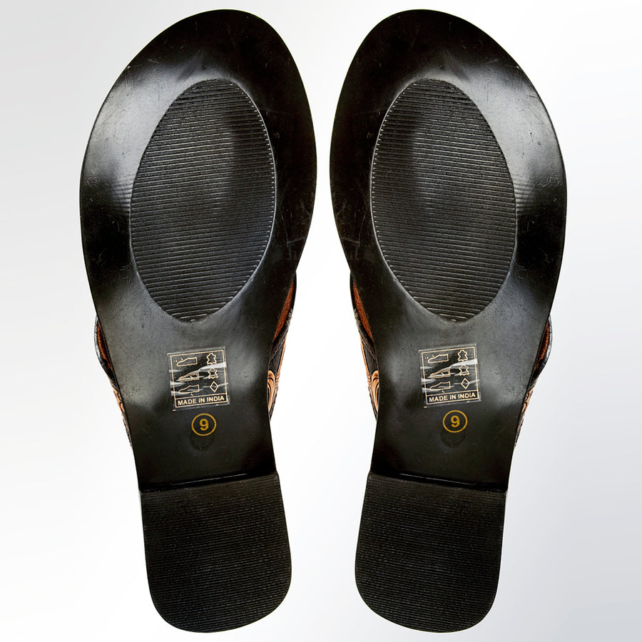 American Darling Hand Tooled, Carved Genuine Leather Sandal Footwear Flip Flop | Tooled
