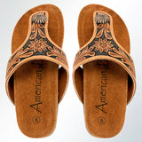 American Darling ADFTE102 Hand tooled carved genuine leather sandal footwear flip flop