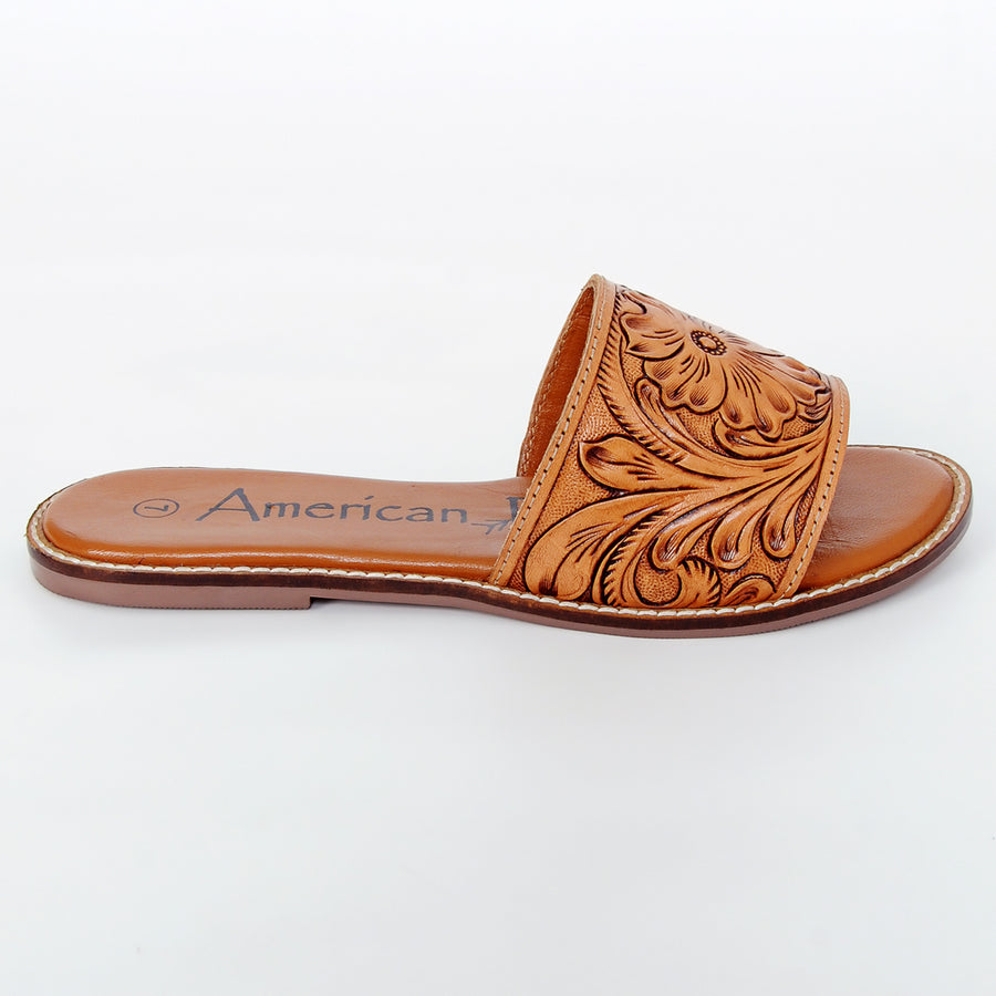 American Darling Hand Tooled, Carved Genuine Leather Sandal Footwear Flip Flop | Tooled