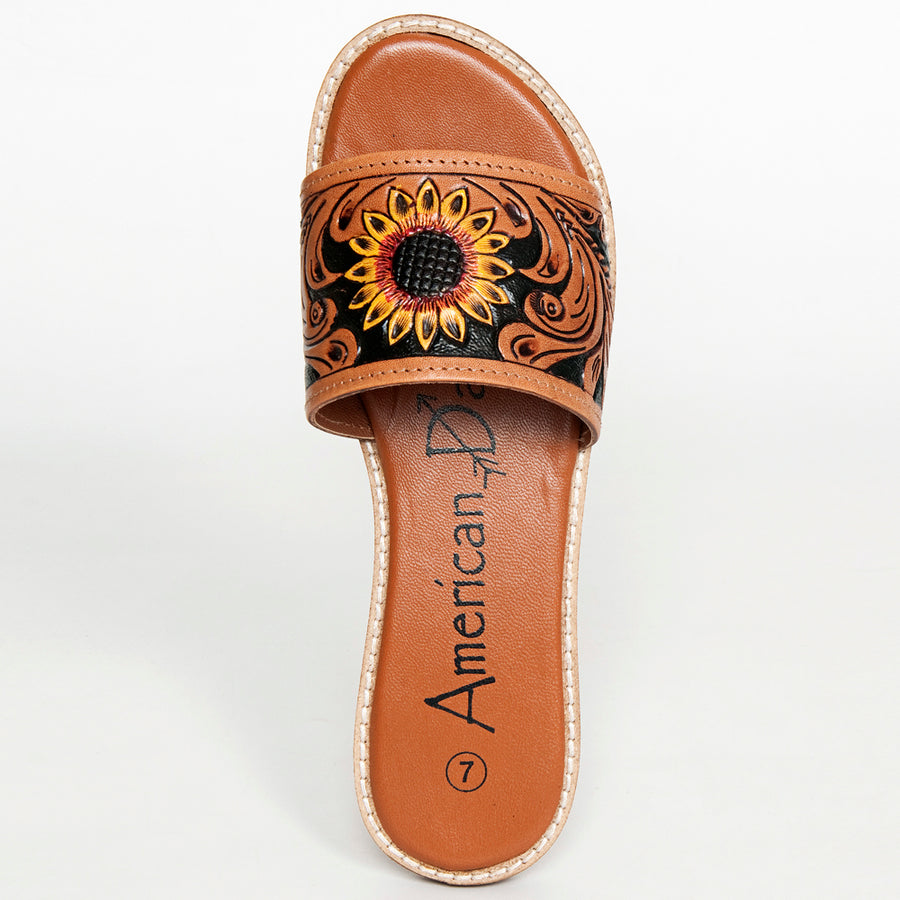 American Darling Hand Tooled, Carved Genuine Leather Sandal Footwear Flip Flop | Tooled