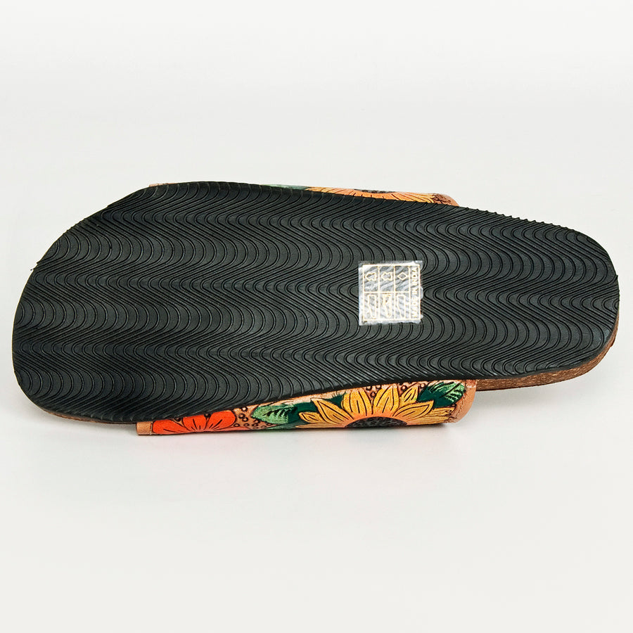 American Darling Hand Tooled, Carved Genuine Leather Sandal Footwear Flip Flop | Tooled