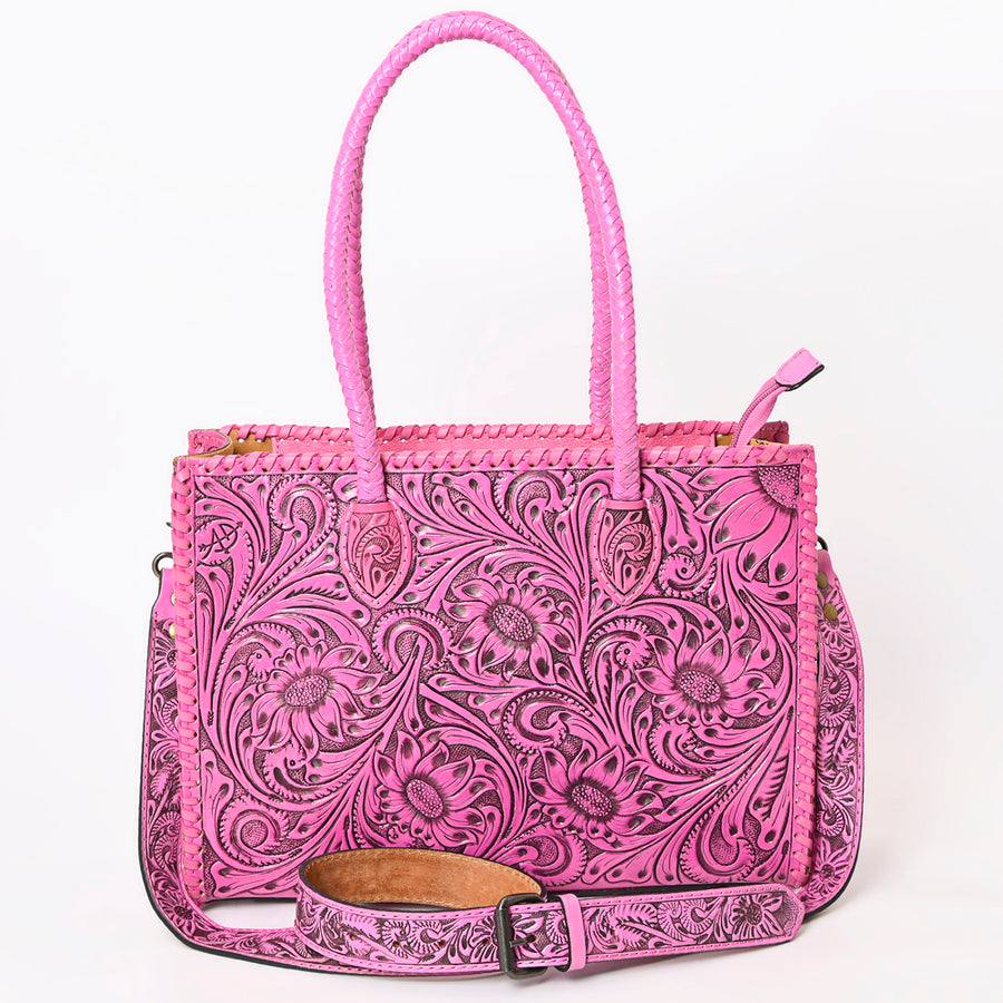 American Darling Hand Tooled Leather Tote Bag Western Floral Carved Purse
