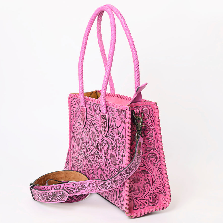 American Darling Hand Tooled Leather Tote Bag Western Floral Carved Purse
