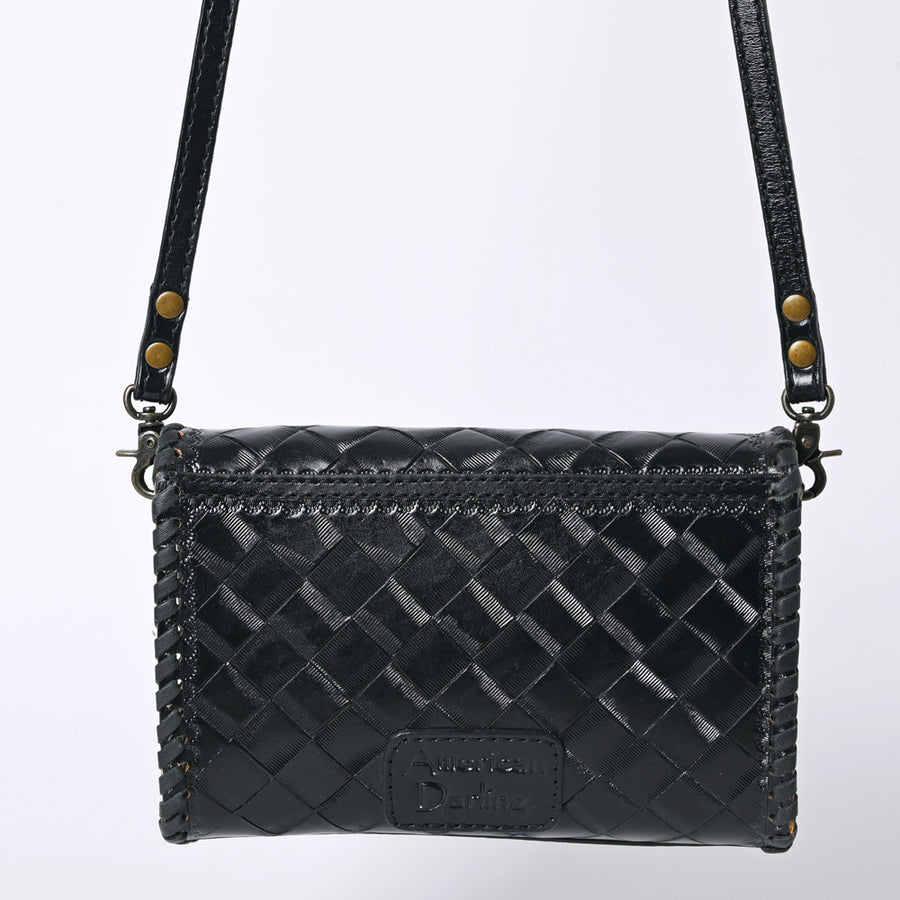 American Darling Western Leather Crossbody Bag Hand Tooled Floral Carved Shoulder Purse with Whipstitch Detail & Adjustable Strap for Women