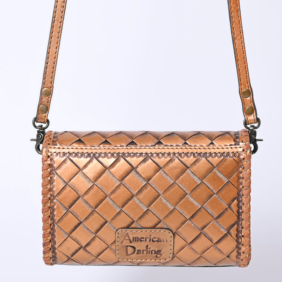 American Darling Western Leather Crossbody Bag Hand Tooled Floral Carved Shoulder Purse with Whipstitch Detail & Adjustable Strap for Women
