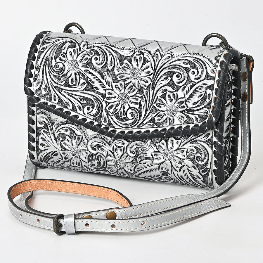 American Darling Hand Tooled Floral Leather Crossbody Bag Western Purse - Uhorse