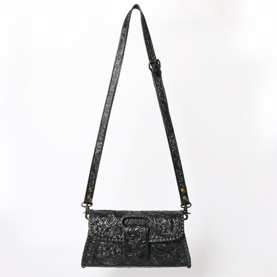 American Darling Western Leather Wallet Bag Hand Tooled Floral Carved Purse with Cutout Handle