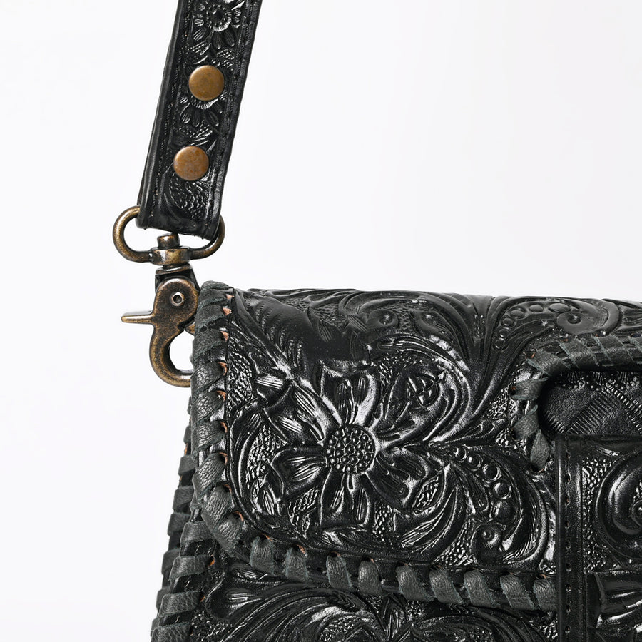American Darling Western Leather Wallet Bag Hand Tooled Floral Carved Purse with Cutout Handle