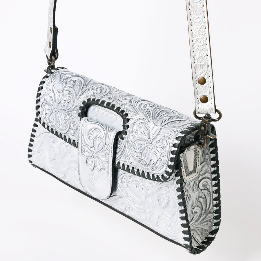 American Darling Western Leather Wallet Bag Hand Tooled Floral Carved Purse with Cutout Handle