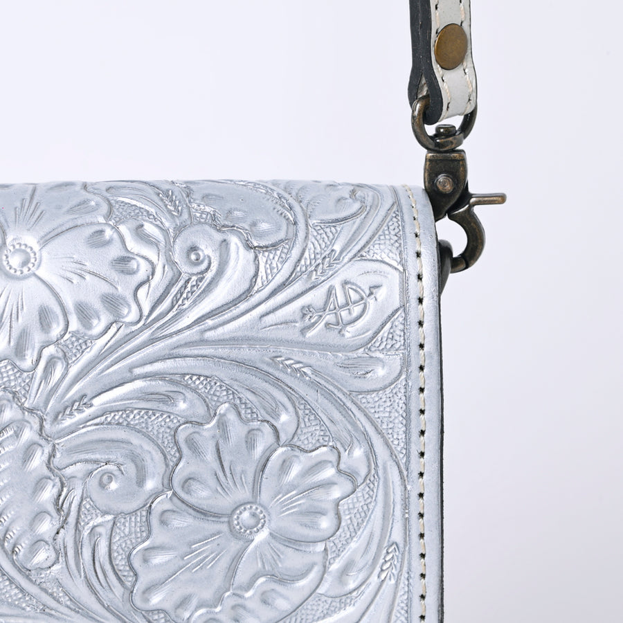 American Darling Western Leather Cell Phone Bag Hand Tooled Floral Carved Crossbody Purse with Adjustable Strap