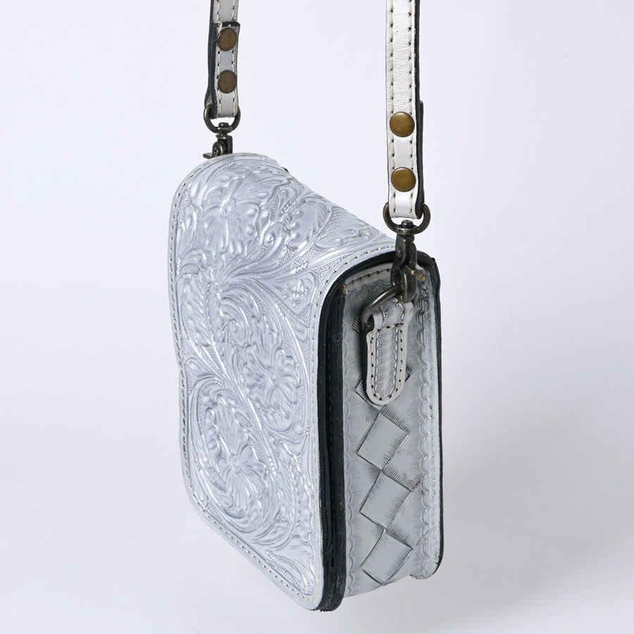 American Darling Western Leather Cell Phone Bag Hand Tooled Floral Carved Crossbody Purse with Adjustable Strap