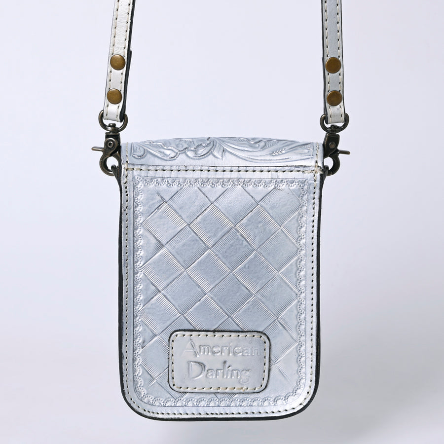 American Darling Western Leather Cell Phone Bag Hand Tooled Floral Carved Crossbody Purse with Adjustable Strap
