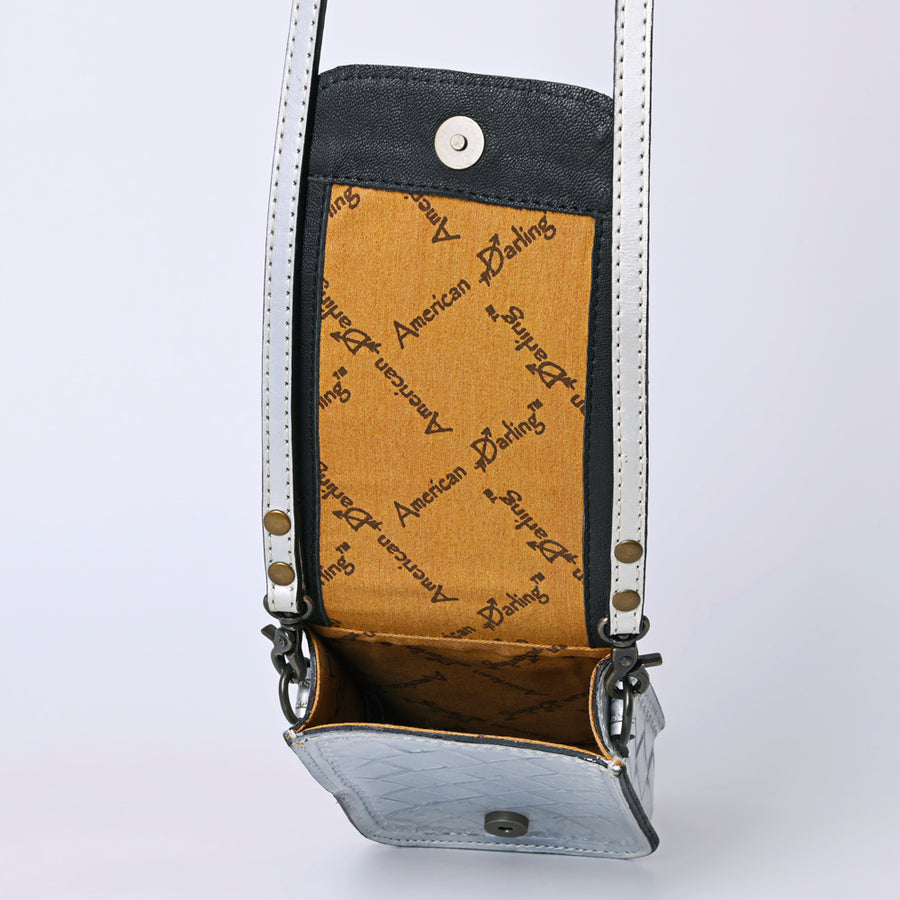 American Darling Western Leather Cell Phone Bag Hand Tooled Floral Carved Crossbody Purse with Adjustable Strap