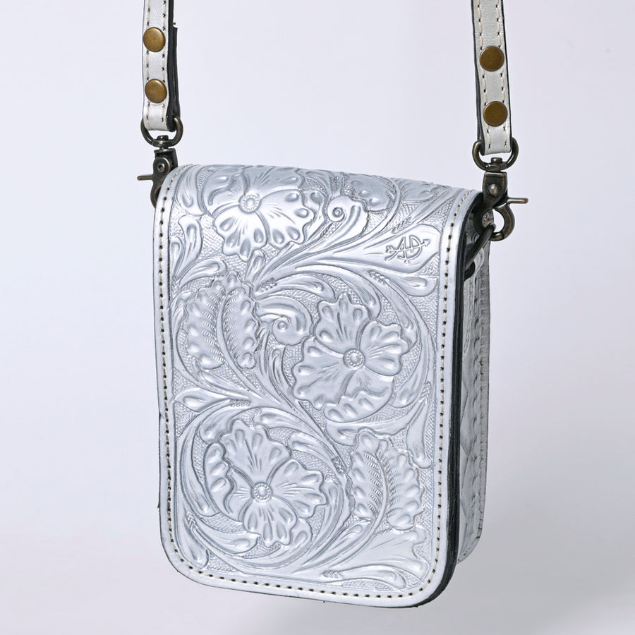 American Darling Hand Tooled Floral Leather Cell Phone Bag Western Crossbody - Uhorse