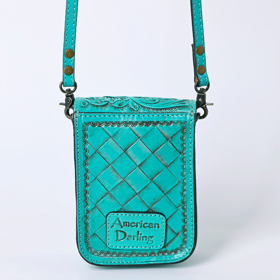 American Darling Western Leather Cell Phone Bag Hand Tooled Floral Carved Crossbody Purse with Adjustable Strap