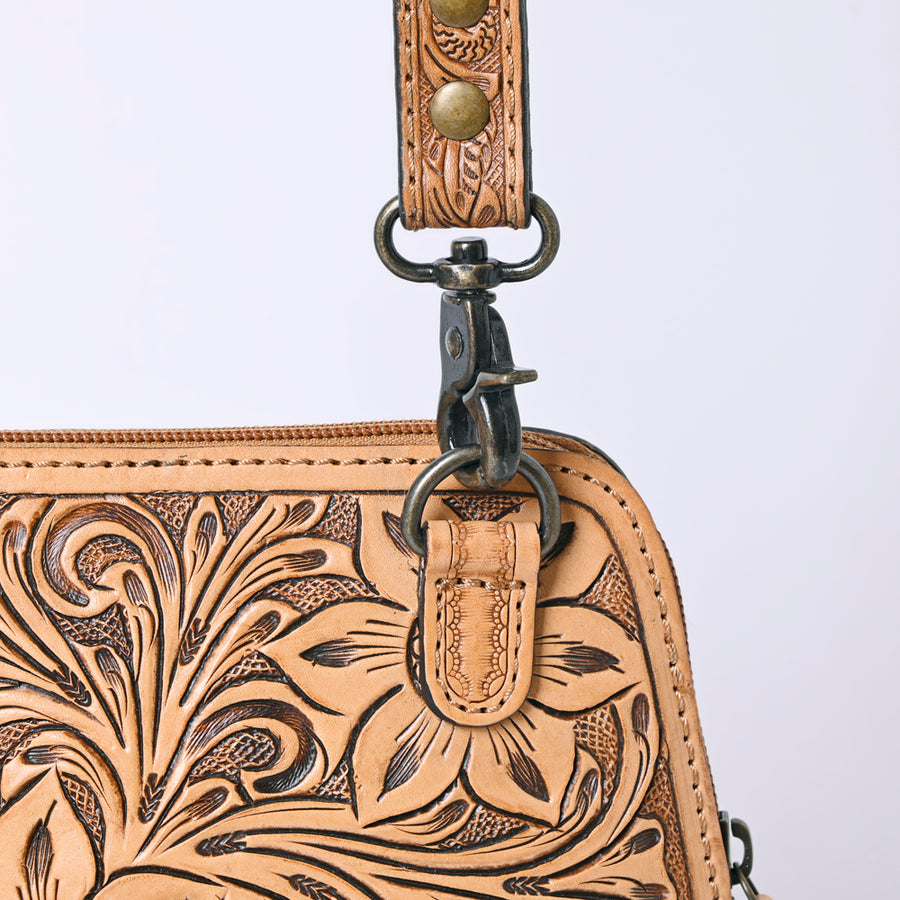 American Darling Western Leather Crossbody Bag Hand Tooled Floral Carved Purse with Adjustable Strap