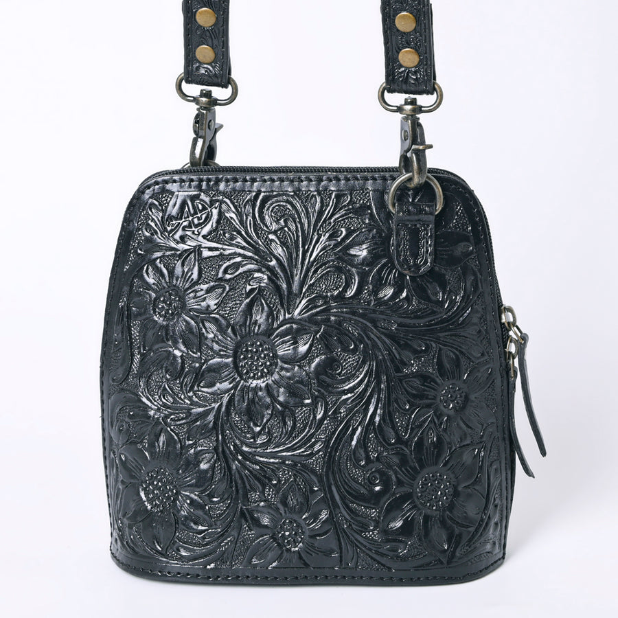 American Darling Western Leather Crossbody Bag Hand Tooled Floral Carved Purse with Adjustable Strap