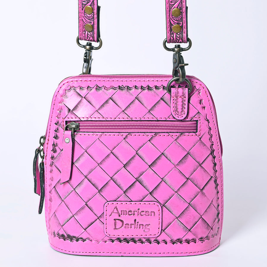 American Darling Western Leather Crossbody Bag Hand Tooled Floral Carved Purse with Adjustable Strap