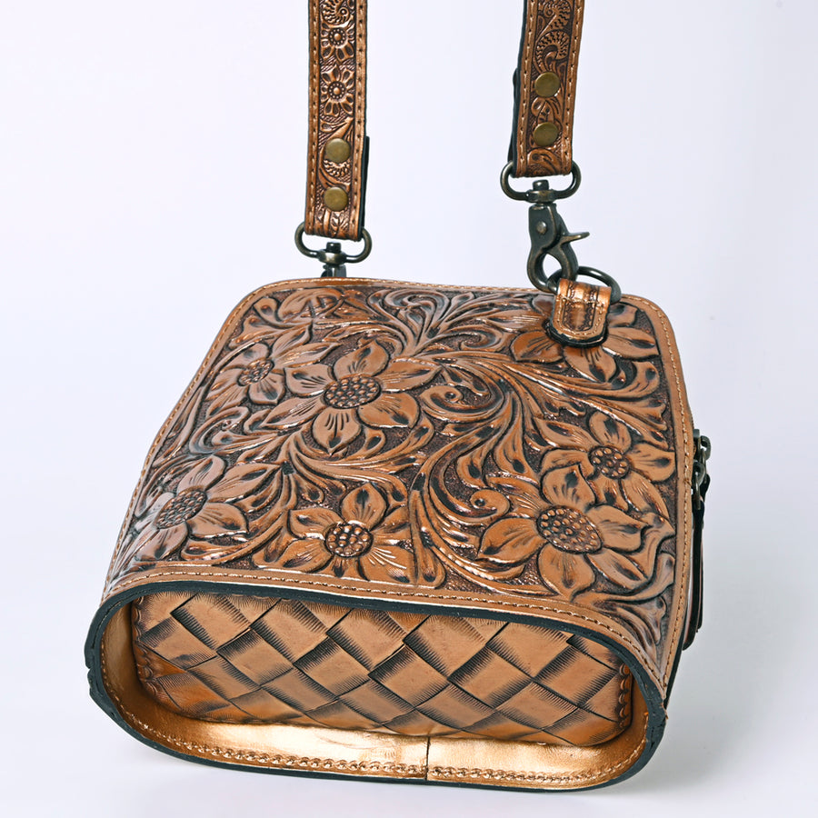 American Darling Western Leather Crossbody Bag Hand Tooled Floral Carved Purse with Adjustable Strap