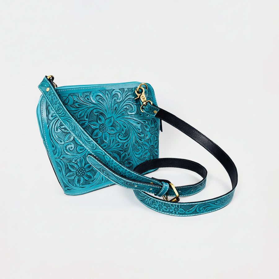 American Darling Hand Tooled Floral Leather Crossbody Bag - Uhorse