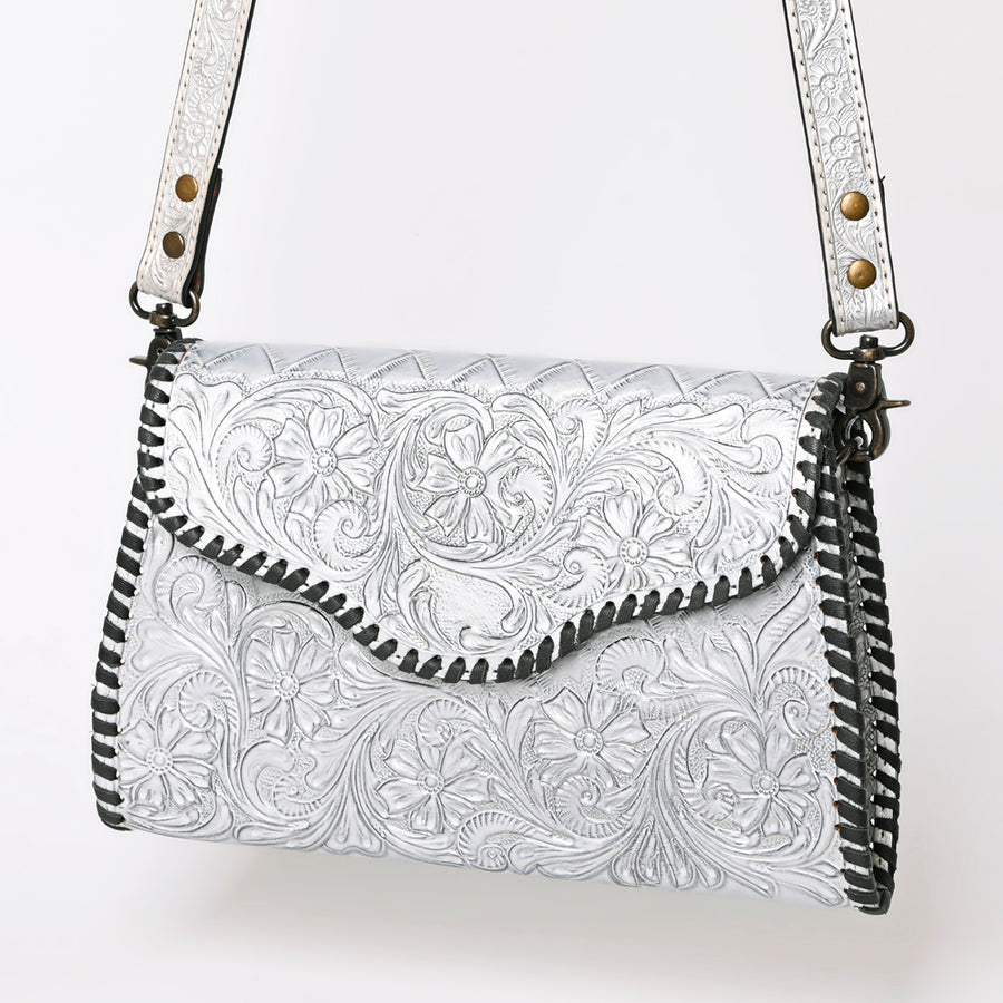 American Darling Hand Tooled Floral Leather Clutch and Crossbody Purse - Uhorse