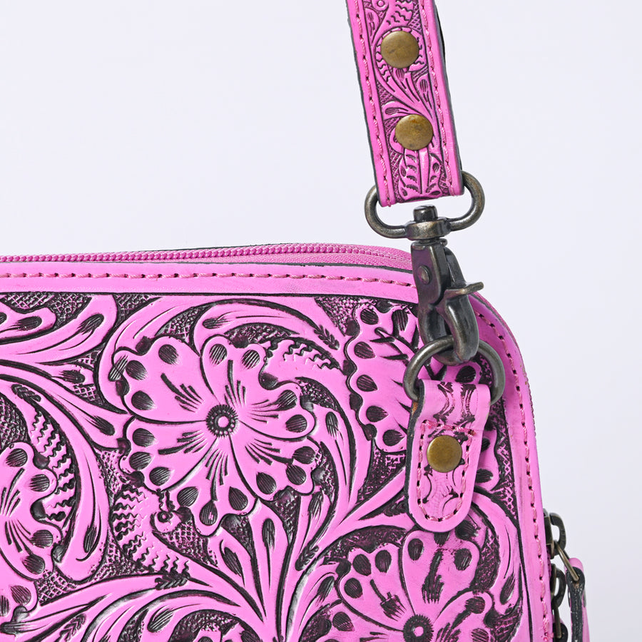 American Darling Western Crossbody Bag for Women Hand Tooled Floral Leather Purse with Adjustable Strap