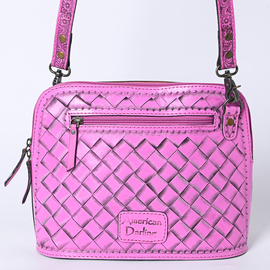 American Darling Western Crossbody Bag for Women Hand Tooled Floral Leather Purse with Adjustable Strap