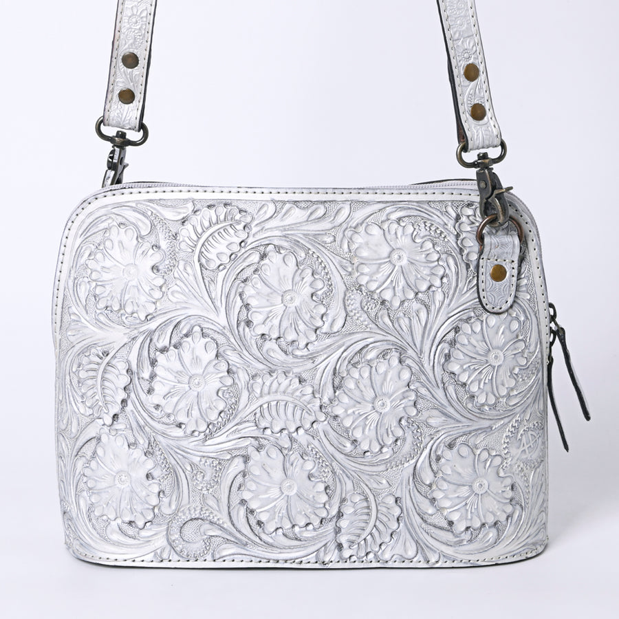 American Darling Western Crossbody Bag for Women Hand Tooled Floral Leather Purse with Adjustable Strap